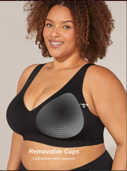 Camiseta sin costuras Dream Curve 2ndSkin negra con escote pronunciado 1XL